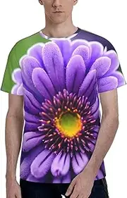 [FSCEV] Purple Lavender Flower Men's Short Sleeved T-Shirt Crew Undershirts Essentials Adult Athletic Running Gym