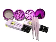 Blazy Susan Mix Pre-Rolled Purple Cones with 3 Chamber Aluminum Grinder.
