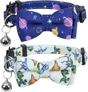 Lamphyface 2 Pack/Set Cat Collar Breakaway with Cute Bow Tie and Bell for Kitty Adjustable Safety