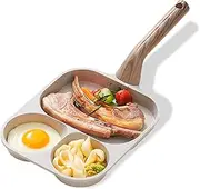 Breakfast Frying Pan - 3 Cup Nonstick Egg Pan, Divided Omelette Skillet for Pancakes & Omelets, Suitable for Gas Stove Cookware