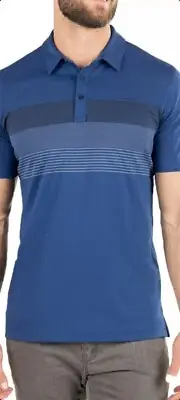 NWT Travis Mathew Blue Late Checkout Golf Polo Shirt Mens Large