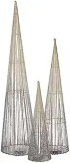Online Garden Centre Silver Sparkly TreeBelisk - Set of 3 ** Add A Touch of Elegance to Your Home This Christmas! **