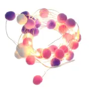 1 Set Cotton Ball String Light Woolen Ball Light Room Ornament Without Battery