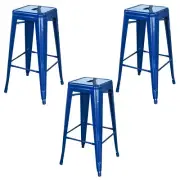 AmeriHome BS030BL3PK Loft Blue 30 in. Metal Bar Stool 3 Piece