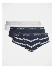 [Bonds] Guyfront Stripe Briefs 3 Pack in Navy