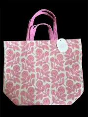 Gooseberry Moon Pink Floral Canvas Tote Bag with Inner Pocket NWT 22x21x7