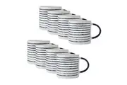 8PK Mikasa Stoneware Coffee Mug Tea Espresso Milk Cup Drinkware 390ml Stripe