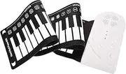 Roll-up Piano, 49 Keys Portable Electronic Piano Keyboard Flexible Folding Music Instrument Hand Rolled Piano for Kids Adult Beginners(White)