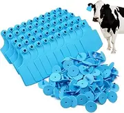 PAULOZYN 4.1” L×3.5”W Livestock Ear Tags Big Blank 100PCS Identification TPU Precision Tags for Cattle Cows Pigs Hog Goats Sheep Calf Animal (Blue)
