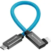 Kondor Blue Right Angle 12" USB-C Braided Cable for 8K Data and Power Delivery