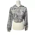 MOSCHINO COUTURE New w Tags Small Womens Gray Wordy Crop Zip Hoodie Sweatshirt B
