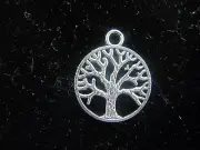 Tree of Life Round Charm Silver Pewter Pendant 7/8"