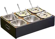 TT-YED 6/8 Compartment Multipurpose Stainless Steel Spice Container, Pizza Topping Station with Lid And Spoon, Removable Container, Compact Countertop Spice Rack,Black