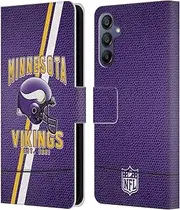 Head Case Designs Officially Licensed NFL Football Stripes Minnesota Vikings Logo Art Leather Book Wallet Case Cover Compatible with Samsung Galaxy A15