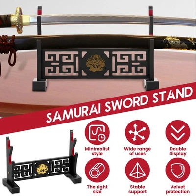 Sword Stand Showcase 2 Layer Wood Sword Stand Display Effective Protection xiRpD