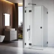 Sleek and Stylish 10mm Black Fully Frameless Shower Screen Enclosure, 1200 x 900mm