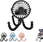 Portable Pram Clip On Fan, Rechargeable Small Stroller Clip Fan, Octopus Flexible Tripod Baby Stroller Fans, Handheld Fans With 3 Wind Speeds And 360° Rotatable Head, For Pushchair Car(black)