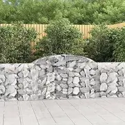 Arched Gabion Baskets 2 pcs 300x30x80/100 cm Galvanised Iron,Pots & Planters-3146503