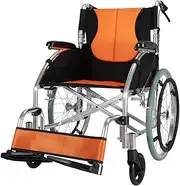 Wheelchair Lightweight Foldable Wheelchair for Elderly Self-propelled Wheelchair W/ 3 Levels Adjustable Footrest & Handbrake Portable Transport Chair Mobility Aid Driving Trolley