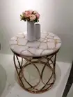 Round White Agate Gemstone Table Top with Elegant Look End table for Garden Deco