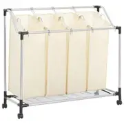 Laundry Sorter with 4 Bags Cream Steel