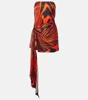 [David Koma] David Koma Zebra-print gathered bustier dress AU 14 red