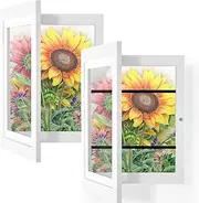 Orionstar Kids Art Frames, Artwork Picture Frames Changeable, 13x10 Front Opening Picture Display Frames Holds 100 A4 Pcs, Artwork Display Storage Frames for Children, Home and Office, White2Pack