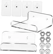 PERSELOSO 2Pcs U Shaped Transparent Floating Shelf for Wall No Drill Installation Small Wall Storage Display Shelf Modern Minimalist Design for Home Decor Easy Assembly