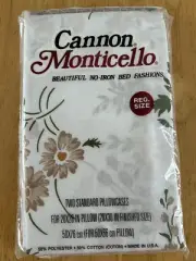 Set of 2 NEW Vintage Cannon Monticello Standard Pillowcases Floral Cottage