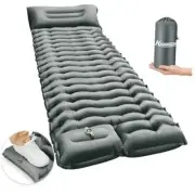 Sleeping Pad for Camping, Ultralight Inflatable Camping Mat with Pillow Grey