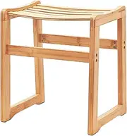 [Skovtree] Bamboo Shower Stool with Waterproof Treatment, No Mold, Portable Shower Chair with Non-Slip Feet, Sturdy and Durable Wooden Stool, Rectangular Bathroom Stool. (38x30x42 cm)