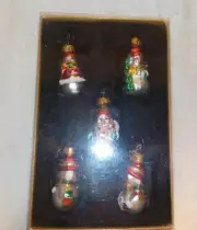 Set of 5 Mini 1.75" Glass snowmen by "Celebrate it"