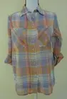 Ralph Lauren Button Front Top Women's Size S Plaid Boho Lightweight
