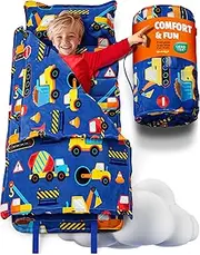 Klevly Nap Mat for Preschool Ages 3-5 | Soft & Non-Toxic Fabric | Toddler Nap Mat for Daycare | Kindergarten | Construction Kids Design