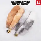 Gorgeous Khaki or White Fox Tail Stainless Steel Anal Butt Plug For Men Women