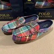 Polo Ralph Lauren Men's 12 Mcguire Plaid Mock Tie Mule Moccasin Slipper