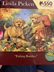 NEW Labrador Golden Retriever Puzzle Fishing Buddies Linda Picken 550 piece