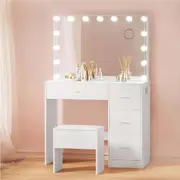 15 Bulbs Artiss Dressing Table Set Stool Led White Darcy
