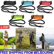 Adjustable Hands Free Dog Leash Lead + Waist Bag Belt Running Jogging Walking