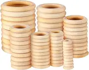 Gogogmee 100pcs Natural Wooden Rings for DIY Crafting Pendant Connectors Smooth Finish Rustic Home Decor to Durable Material Easy to Paint and