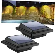Outdoor Solar Lights - Gutter Lights 2pcs, Solar Warm White Light_2 PCS Black