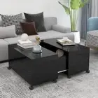High Gloss Extending Coffee Table With Wheels And Storage Compartment Furniture