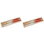 4pc Andre Verdier Laguiole Debutant Cheese Knife Set Spreader Slicer Knives Red