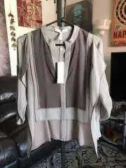 BCBGMAXAZRIA Runway Limited Edition Hazelnut Silk Blouse Top Shirt Sz XS $388