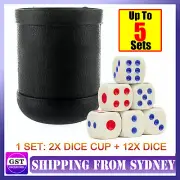 1/3/5 Set of 2 Straight Dice Cup With 12x Dice KTV Pub Casino Party Game Toy AU