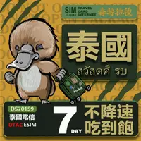 在飛比找momo購物網優惠-【鴨嘴獸 旅遊網卡】泰國eSIM 7日 吃到飽 高流量網卡 