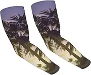 [FHEDVBN] Summer Palm Tree Arm Sleeves Compression Arm Covers for Men Women Outdoor Sun Sleeves Cooling Sports Sleeve, Black