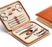 MR.GREEN Manicure Set 12 in 1 Full Function Nail Clippers Personal Care Tool Kits Stainless Steel Pedicure Sets with Leather Case Idea Gift (12Pcs Set)