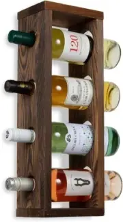 Wooden Wine Rack Countertop 4 Bottle Storage Shelf Walnut - Mountable Sonoma