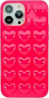 DMaos for iPhone 13 Case for Women, 3D Pop Bubble Heart Gel Cover, Cute Girly for iPhone13 6.1 inch - Hot Pink